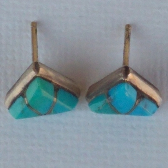 VINTAGE SouthWestern SterlingSilver Turquoise Stud - Picture 4 of 8